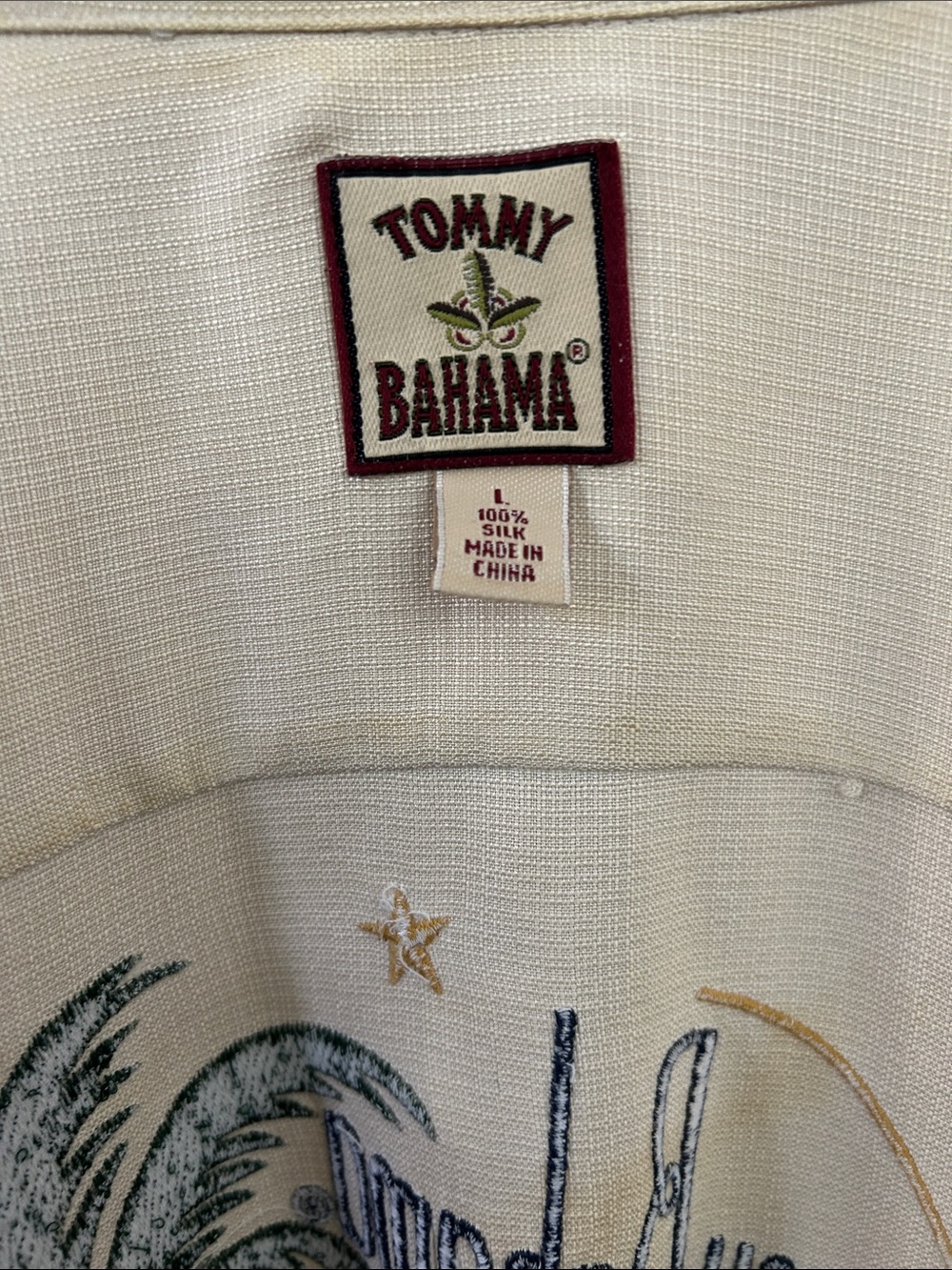 Tommy Bahama Cream 'Island Jazz' Embroidered Resort Shirt - Picture 2 of 2